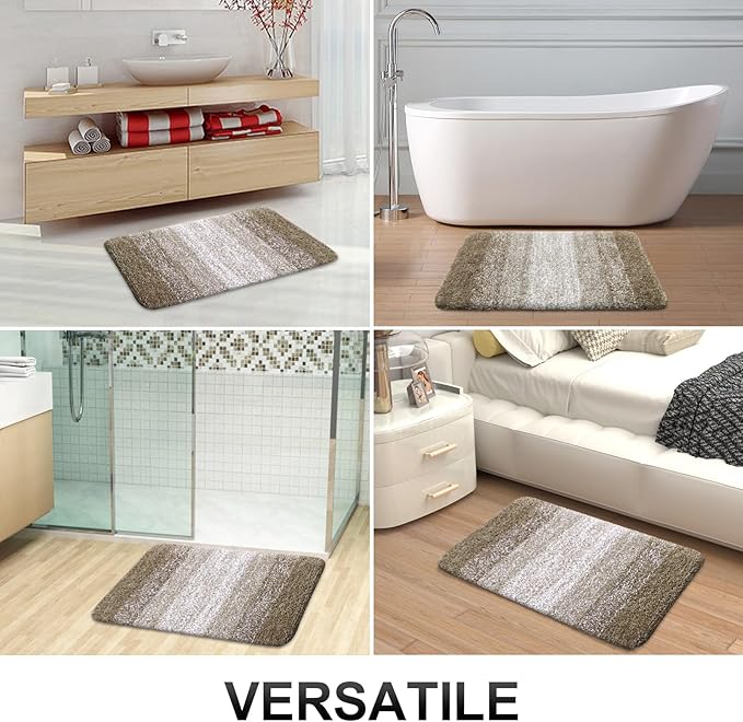 OLANLY Bathroom Rug Set 2 Piece, Soft Absorbent Microfiber Bath Rug Set, Non-Slip, Machine Wash Dry, Plush Shaggy Bath Mats for Bathroom (47"x20"+24"x16", Coffe)