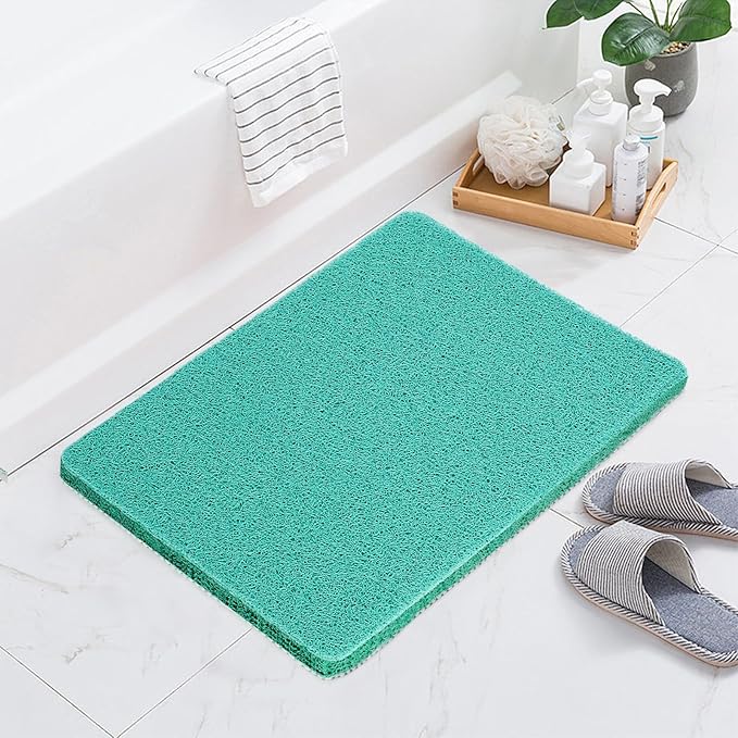 Joyhalo Shower Mat Bathtub Mat Non Slip, Bathmats Non Slip, Quick Drying Foot Scrubber Loofah Mats for Shower, Tub, Bathroom, Home,32x24inch, Aqua