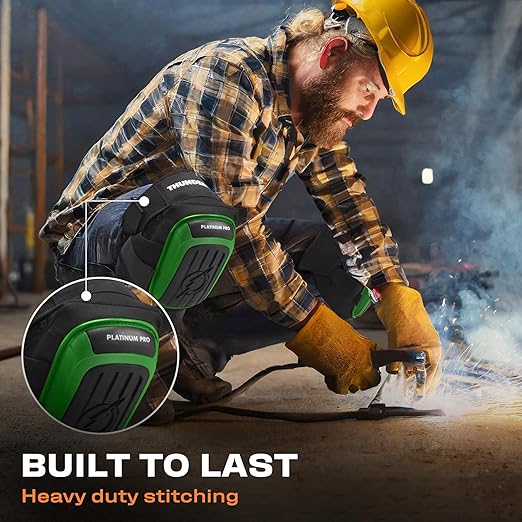 Thunderbolt Knee Pads for Men Construction Knee Pads for Work for Men and Women with Double Gel for Gardening Flooring Roofing Heavy Duty with Extra Thick Foam and Strong Adjustable Non-Slip Straps