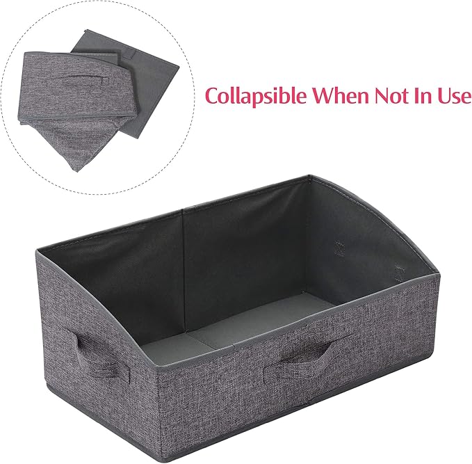 6 Pack Trapezoid Large Foldable Closet Storage Bins with Handle, Fabric Storage Organizer Cube Colth Containers Linen Box Shelf Baskets for Clothes Clothing Shelves Wardrobe