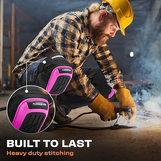Thunderbolt Knee Pads for Men Construction Knee Pads for Work for Men and Women with Double Gel for Gardening Flooring Roofing Heavy Duty with Extra Thick Foam and Strong Adjustable Non-Slip Straps