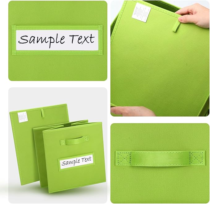 artsdi Fabric storage cubes (8 Pack) 11 Inch Cube Storage Bin, cube organizer bins with 8 Labels Window Cards & a Pen, Foldable cube organizer bins and Storage Box, lime green