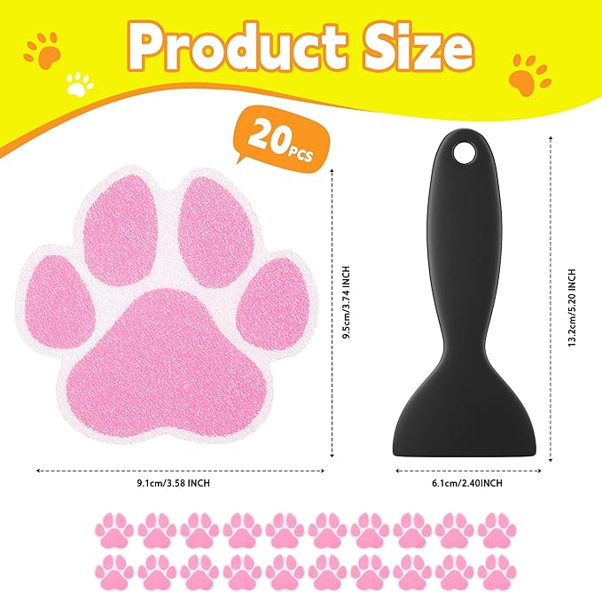 Non-Slip Bathtub Stickers, 20 PCS Large Safety Bathroom Tubs Showers Treads Adhesive Decals with Scraper (Pink)