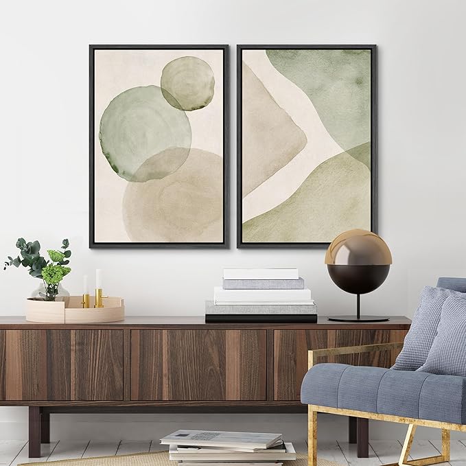 MUDECOR Framed Canvas Print Wall Art Dynamic White Brushstroke Abstract Illustrations Modern Art Decorative Bohemian Colorful Chic for Living Room, Bedroom, Office - 24"x36"x2 Black