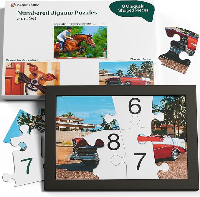 Keeping Busy Numbered 3 Pack Large Piece Puzzles for Seniors | Dementia Activities for Seniors Game Dementia Products for Elderly Alzheimers Activities (Numbered Puzzle)