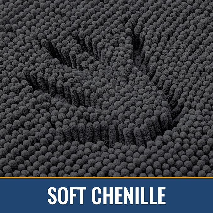 Arotive Bathroom Toilet Rugs U Shaped 24x20, Extra Soft Absorbent Shaggy Chenille Contour Bath Rugs for Toilet, Machine Washable Non-Slip Contoured Bath Mats, Dark Grey