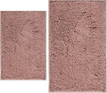 BOANKODU Bathroom Rugs Sets 2 Piece, Extra Soft Chenille Bath Mat Absorbent Bathroom Rug, Bathroom Mat with Sturdy PVC Non-Slip Bottom, Machine Washable Bath Rugs (32x20 Inch + 24x16 Inch, Deep Pink)