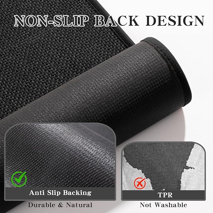chakme Bathroom Rugs Mat 59x25, Ultra Thin Non Slip Bath Mat Large Quick Dry Absorbent Bath Mat for Bathroom Floor, (Black, 59"x25")