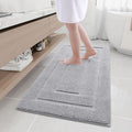 Buganda Bathroom Rugs, 47" x 24", Soft and Absorbent Microfiber Bath Rugs, Non-Slip Shaggy Shower Carpet, Machine Wash Dry Bath Mats for Bathroom Floor, Tub and Shower, Grey