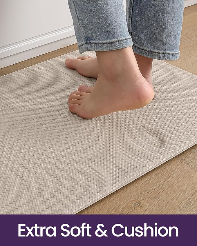 DEXI Kitchen Floor Mats Cushioned Anti Fatigue, 23x94, Large Long Standing Runner Rug Waterproof, Comfort Memory Foam Padded for Front Sink Laundry, Beige