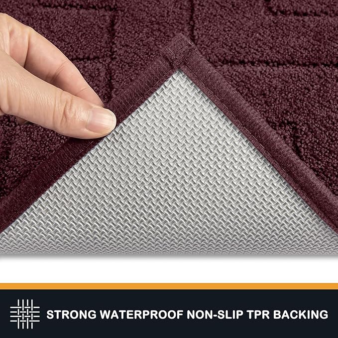 PURRUGS Dirt Trapping Door Mat 32" x 47", Non-Slip Machine Washable Entry Rug, Shoe Scraper, Dog Doormat, Super Absorbent Welcome Mat for Front & Back Door, Muddy Wet Shoes & Paws, Burgundy Red