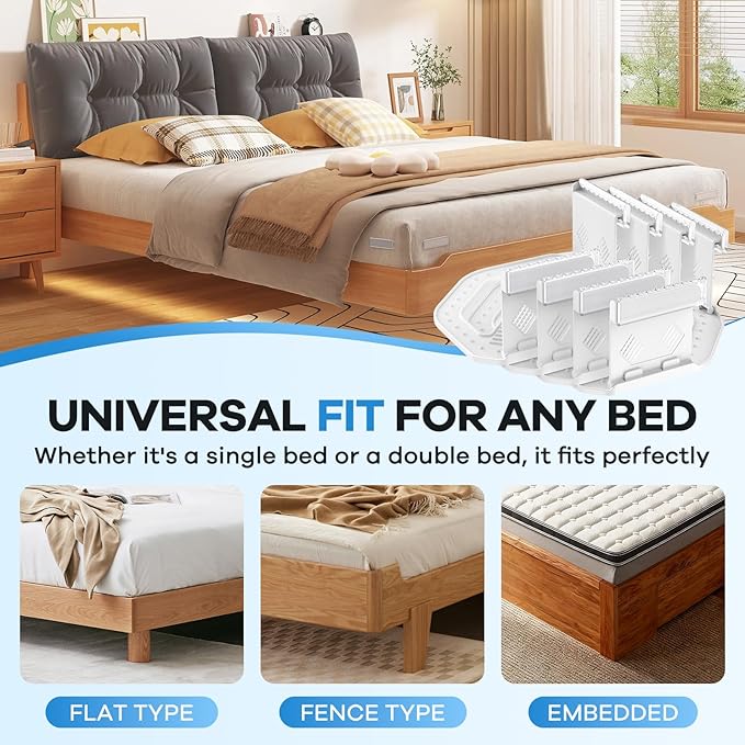 Upgrade Bed Sheet Holders for Corners Keep Sheets Firm & Tight, Foldable Lock Sheet Holders Set of 4, Heavy Duty Bed Sheet Clips, Sheet Locks, Fit All Mattress Easy Install, White