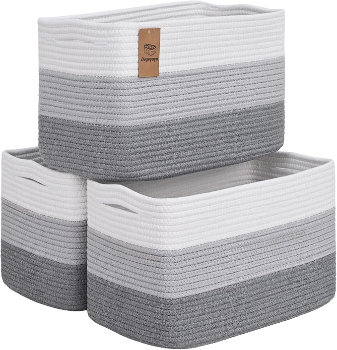 Woven Storage Baskets, Baskets for Organizing, 3 Pack Woven Basket for Storage, Storage Baskets for Shelf, Towel, Toy, Book, Closet, Baby 15"×10"×9"