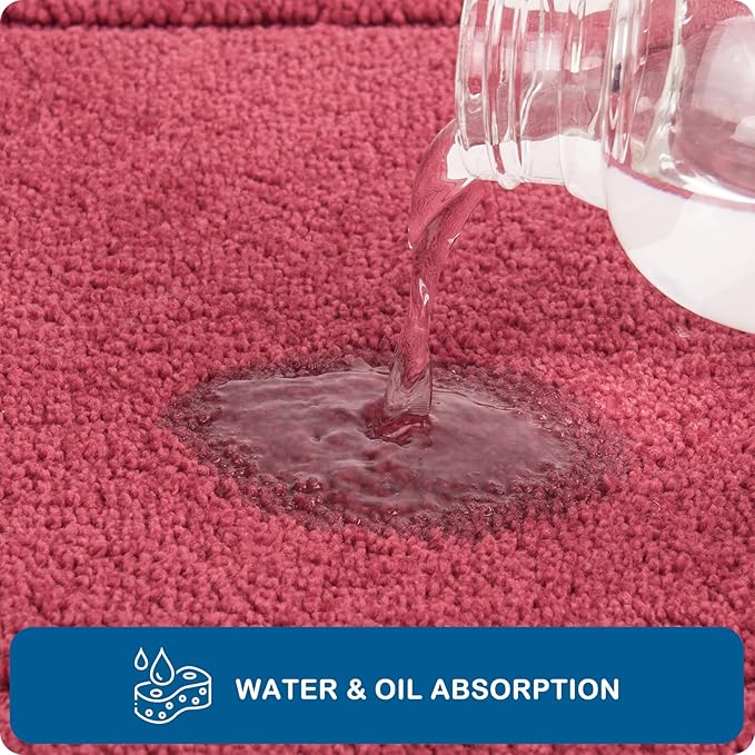 PURRUGS Machine Washable Kitchen Runner Rug 32" x 70", Non-Slip/Skid Hallway Runner Rug, Super Absorbent Soft Area Rug for Kitchen, Hallway & Laundry, Rolled Packaging, Burgundy Red
