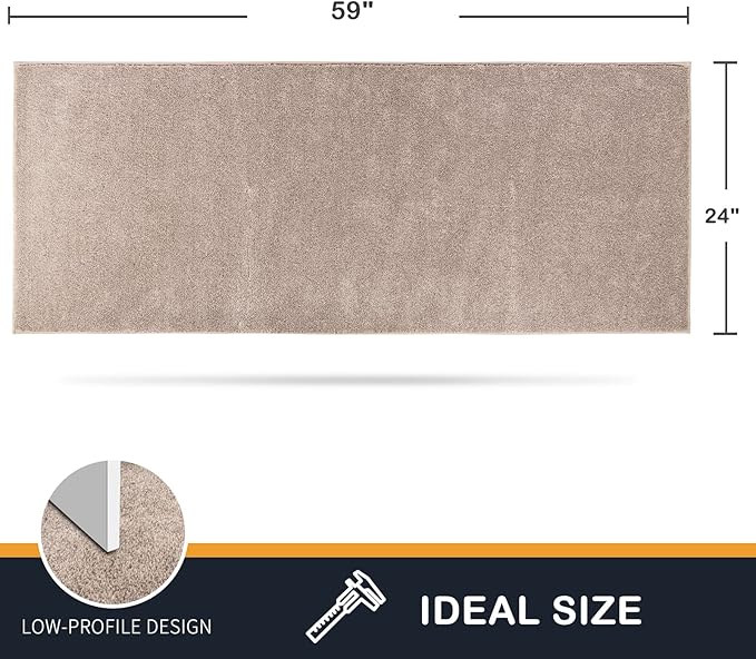 PURRUGS Dirt Trapping Door Mat 24" x 59", Non-Slip Machine Washable Entry Rug, Shoe Scraper, Dog Doormat, Super Absorbent Welcome Mat for Front & Back Door, Muddy Shoes & Paws, Taupe