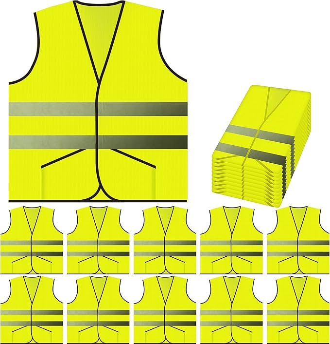 PeerBasics Pocket Safety Vest Bulk Pack Reflective High Visibility Men Women