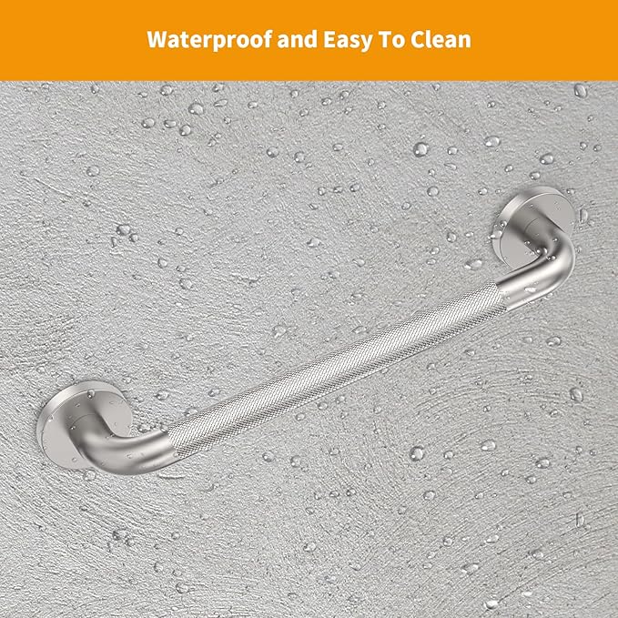 2 Pack 18 inch Shower Grab Bar with Knurled Anti-Slip Grip, ADA 500lbs Supporting, Grab Bar for Bathroom with Concealed Screws, Stainless Steel Chrome Polished Handicap Grab Bar for Christmas Gifts