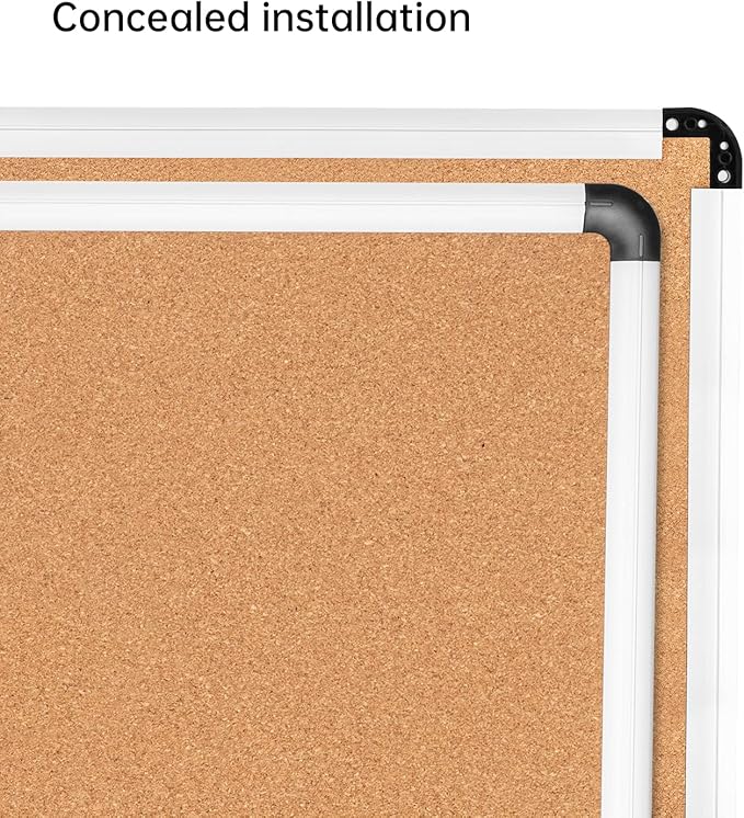 VUSIGN White and Cork Board Combination, 24" x 36" Dry Erase and Corkboard Combo for Home or Office, Wall Mounted Notice Bulletin With Aluminum Frame
