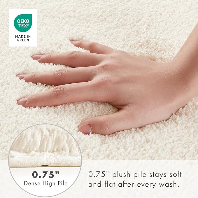 Madison Park Marshmallow Bathroom Rug Non Slip, Luxrurious Plush Bath Mat, Absorbent, Quick Dry, Spa Design Bath Room Décor, 24x40, Cream