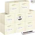 artsdi Fabric storage cubes (Set of 8) 11 Inch Cube Storage Bin, Cube storage with 8 Labels Window Cards & a Pen, Foldable cube organizer bins,11x11 Storage bin, Cubby Organizer Boxes, Beige