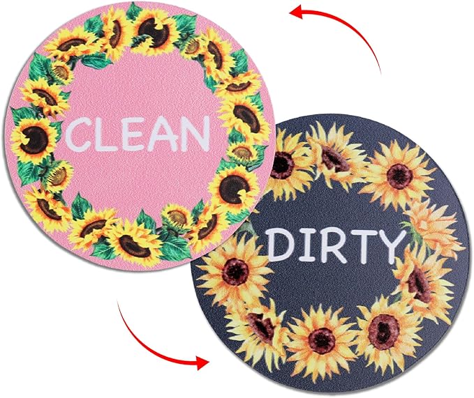 2Pack Dishwasher Magnet Clean Dirty Sign, Double-Sided Easy-to-Read Magnetic Indicator Sign for Home Decor Kitchen Gadgets Accessories