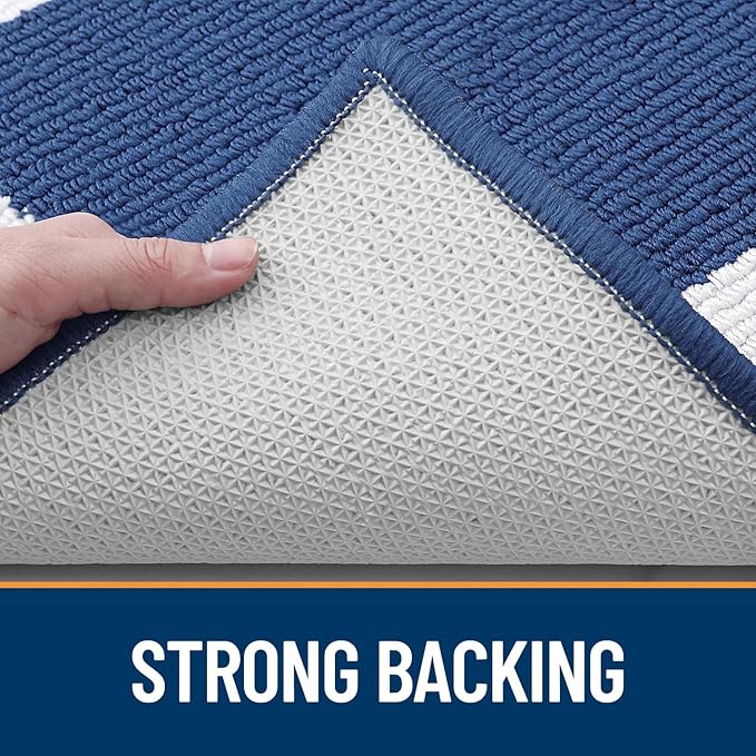 OLANLY Indoor Door Mat, 30x17, Non-Slip Absorbent Resist Dirt Entrance Mat, Washable Low-Profile Inside Entry Doormats for Entryway, Navy