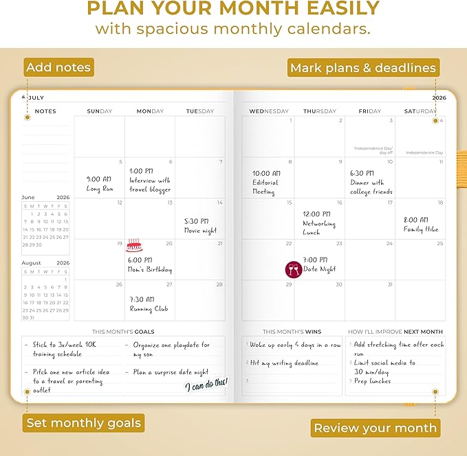 Clever Fox Dated Planner Premium 2026 – Weekly Agenda for Planning & Time Management –Notebook with Habit Tracker & To-do List (Amber Yellow)
