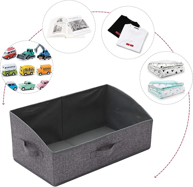 6 Pack Trapezoid Large Foldable Closet Storage Bins with Handle, Fabric Storage Organizer Cube Colth Containers Linen Box Shelf Baskets for Clothes Clothing Shelves Wardrobe