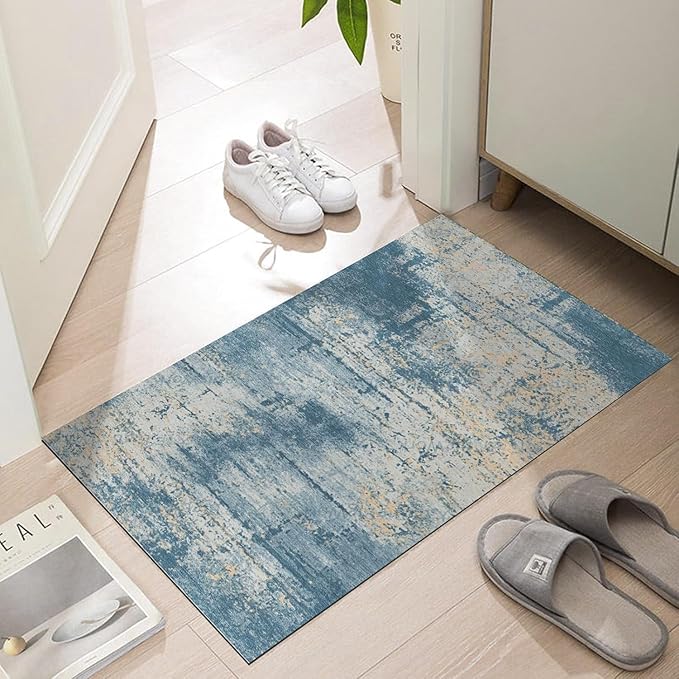 Ultra Thin Door Mat Indoor Entrance, 1/10 in Thin Door Mats for Inside Entry, Non-Slip Rubber Backing Washable Doormat, Fade Resistant, Absorbent, Low Profile Dirt Trapper, 35"X24"