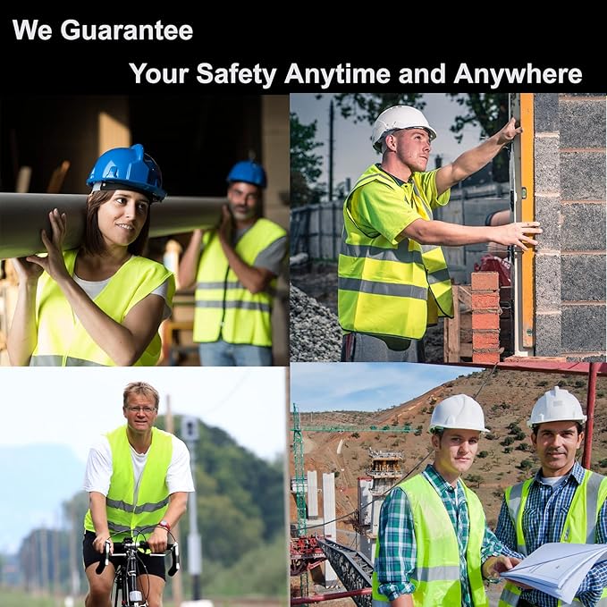 Black Safety Vests 20 Pack - Reflective High Visibility Construction ANSI Class 2 Work Vests for Men,Woman,Hi Vis Mesh and Neon Silver Strip