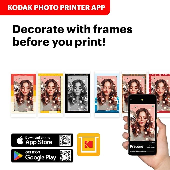 KODAK Dock Plus 4PASS Instant Photo Printer, 4x6” Portable Picture Printer, Bluetooth & Dock 2-in-1 Home and Gift Printer for iPhone & Android, 50 Sheets Bundle
