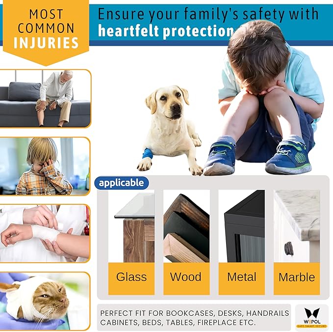 Table Edge Protector for Baby Proofing (18ft Edge+8 Corners) Baby Proof Corners and Edges Guard, Soft NBR Rubber Foam 3M Adhesive, Furniture Corner & Edge Safety Bumpers for Table & Fireplace-Gray