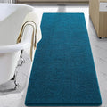 LOCHAS Luxury Bathroom Rug Shaggy Bath Mat 24 x 60 Inch, Washable Non Slip Bath Rugs for Bathroom Shower, Soft Plush Chenille Absorbent Carpets Mats, Peacock Blue