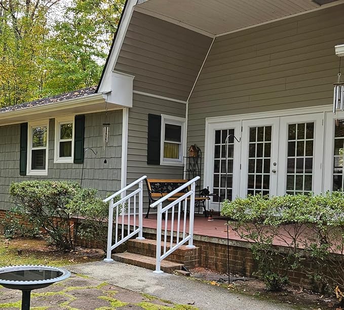 Hand Rails for Outdoor Steps,4 Step Stair Handrail & Indoor Stair Railing Kit，Metty Metal Railings for Outdoor Steps and Hand Rails for Seniors for Porch Railing