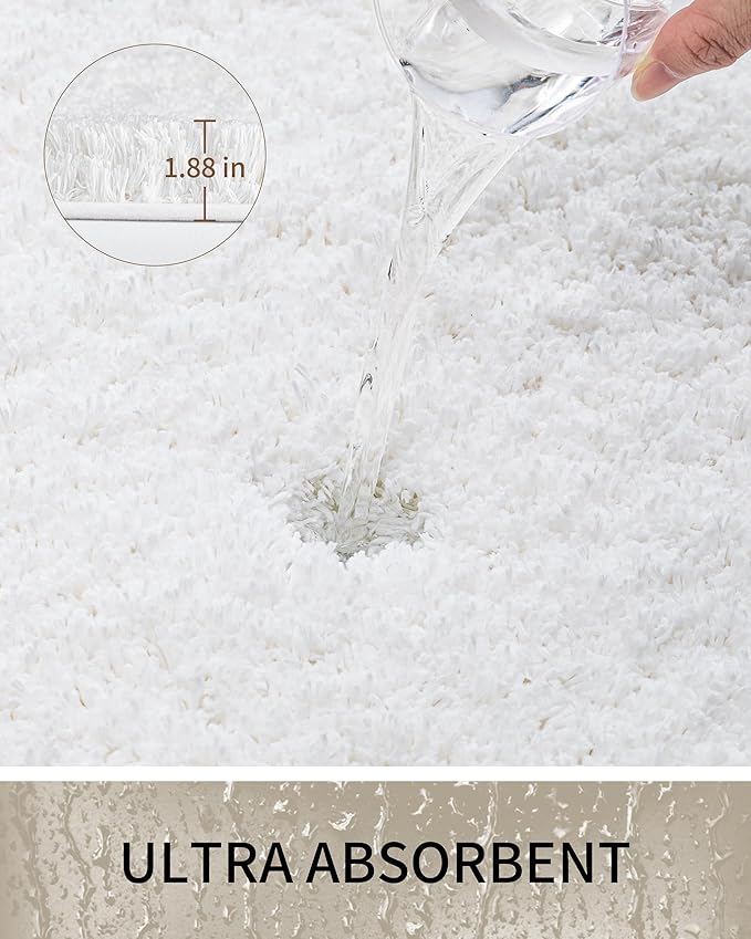 Toilet Rugs U-Shaped Mat 24x22, Contour Bathroom Mat - Ultra Soft & Absorbent Microfiber, Quick-Dry, Machine Washable with High Density Foam Latex Non Slip Backing, White