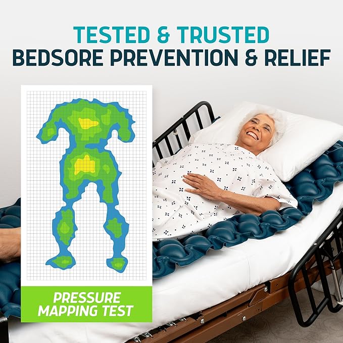 Lunderg Alternating Air Pressure Mattress Pad with Static Mode - Comfortable Bed Sore Prevention - Includes Waterproof Mattress Topper for Hospital Bed or Home & Quiet Pump - Recommended by Doctors