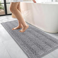 OLANLY Thick Bathroom Rugs 47x17, Extra Soft Absorbent Chenille Striped Bath Rugs, Rubber Backing, Machine Wash Dry, Bath Mats for Bathroom Floor, Tub and Shower, Home Decor Accessories, Grey
