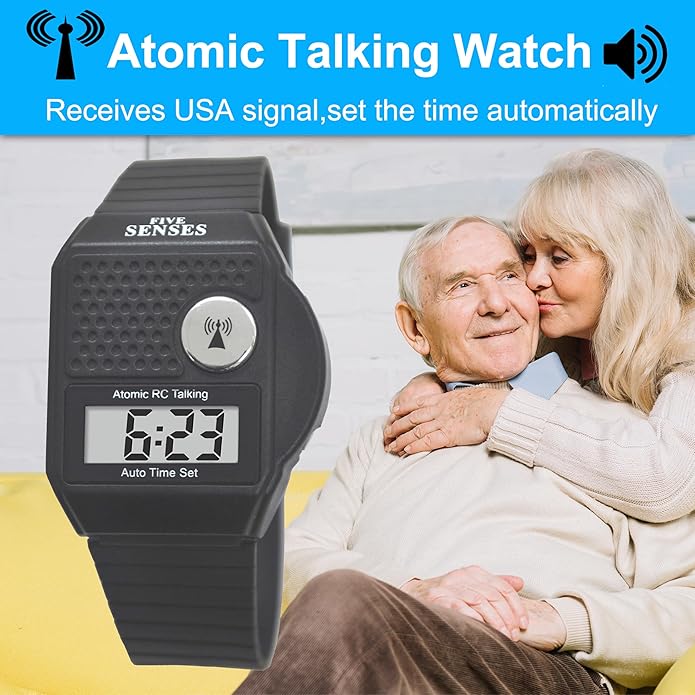 FIVE SENSES - English Atomic Talking Watch, Easy to use for Seniors Blind Men Women, Loud Talking Watch with Sound for Vision Impaired, Watches for Elderly Women, Blind People Products 1095