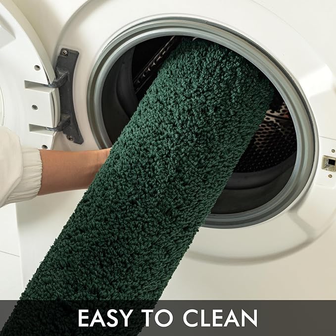 MIULEE Christmas Dark Green Bathroom Runner Rug 24x60 Inches, Long Bath Mat for Bathroom Floor Bathtub Showers, Machine Washable Absorbent Microfiber Carpet with TPR Anti-Slip Back