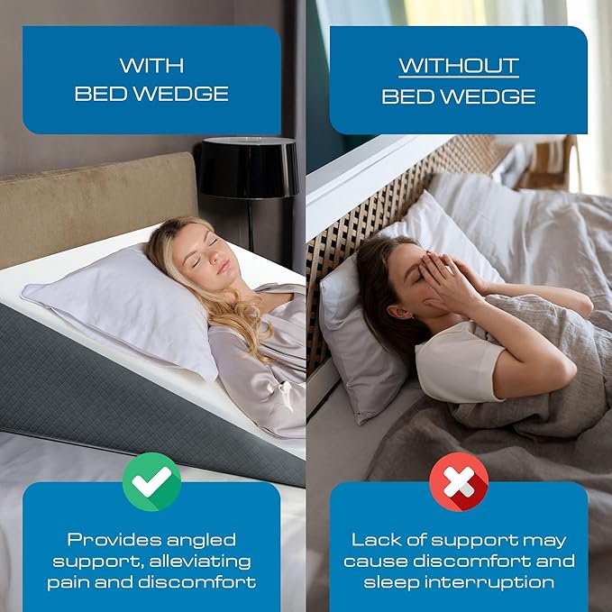 Kolbs Extra Wide Bed Wedge Pillow | Super Large | Memory Foam Top and Jacquard Cover | for Sleeping Acid Reflux GERD (12 Inch Height (31 x 33 x 12))