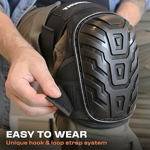 Thunderbolt Knee Pads for Men Construction Knee Pads for Work for Men and Women with Double Gel for Gardening Flooring Roofing Heavy Duty with Extra Thick Foam and Strong Adjustable Non-Slip Straps-Black