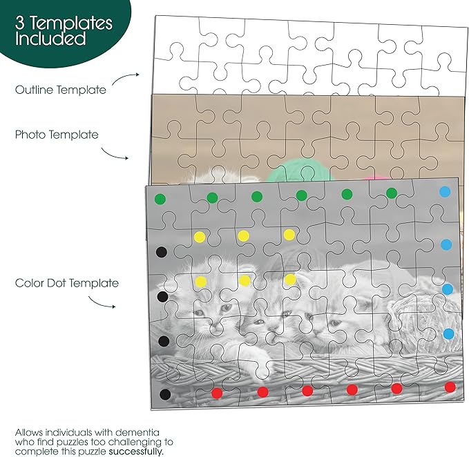 Keeping Busy 35 Piece Kittens Dementia Puzzles for Seniors | Color Coded with Templates Easy Puzzles for Dementia Patients Gifts for Elderly Women in Nursing Home & Men Gift for Nursing Home Residents