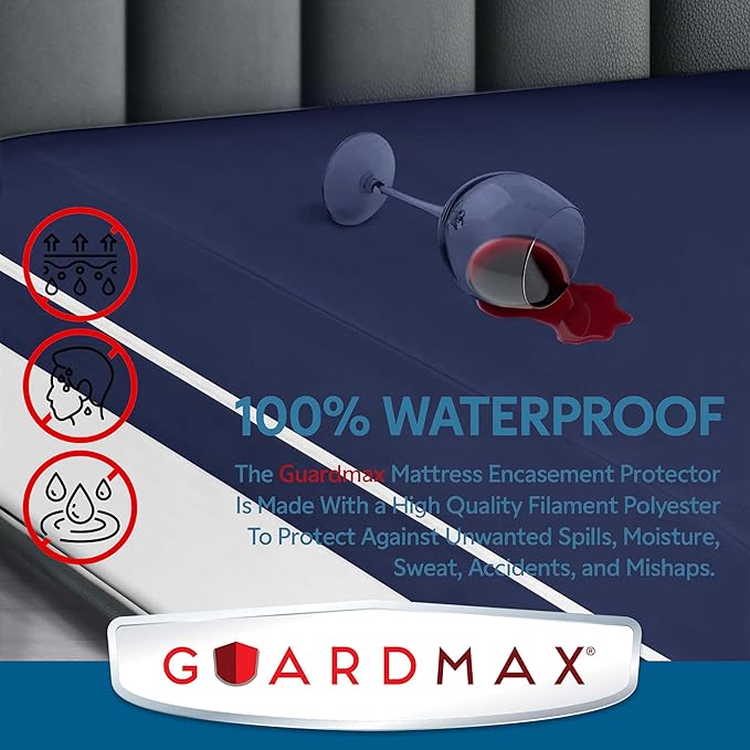 Guardmax Jersey Knitted Sleeper Sofa Zippered Mattress Encasement - Waterproof & Bed Bug Proof Mattress Protector - Comfortable, Soft, and Noiseless Zippered Bedding - Dust Mite Proof (60 x 72 x 5)