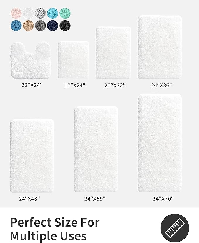 ILANGO White Christmas Bathroom Rugs 24" × 17" Non Slip & Super Absorbent Extra Thick Soft, Washable Bath Mat for Floor, Non Shedding Microfiber Plush Shaggy Bath Rug for Bathtub Shower Room Sink