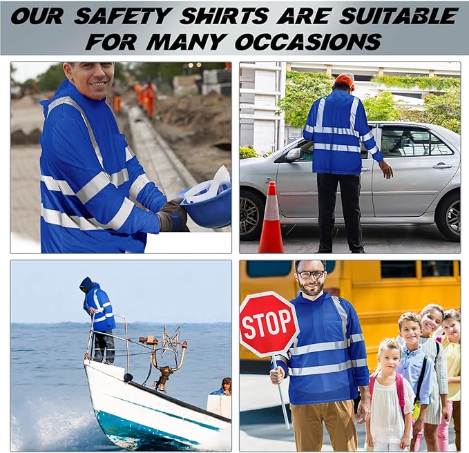 Amylove 4 Pcs Reflective Safety T Shirt High Visibility Work Shirts Sun Protection Construction