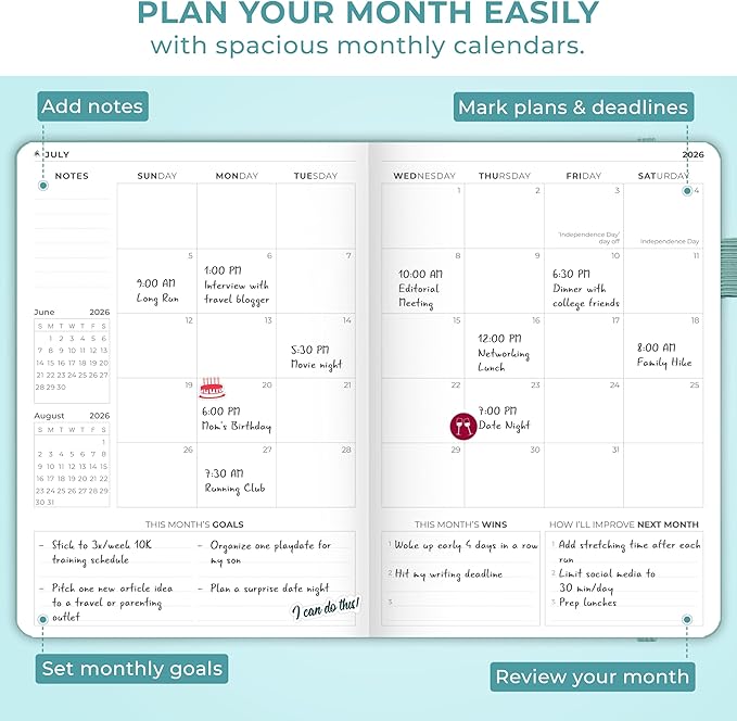 Clever Fox Dated Planner Premium 2026 – Weekly Agenda for Planning & Time Management –Notebook with Habit Tracker & To-do List (Aquamarine)