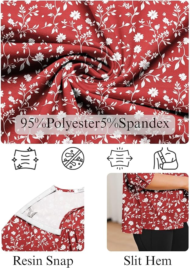 Deyeek Post Shoulder Surgery Shirt for Women Chemo Tear Away Shirt Snap Button 3/4 Sleeve Recovery Adaptive Clothing