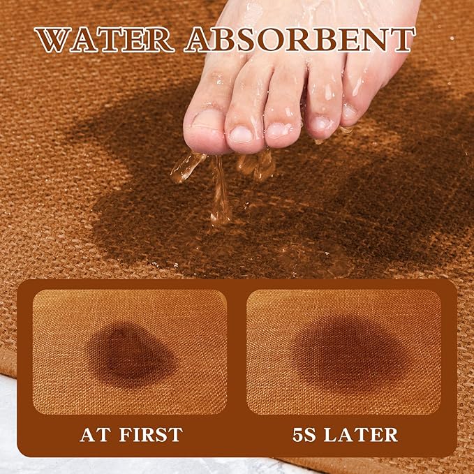 chakme Bathroom Rugs Mat 47x17, Ultra Thin Non Slip Bath Rug Runner Quick Dry Absorbent Bath Mat for Bathroom, (Orange, 47"x17")