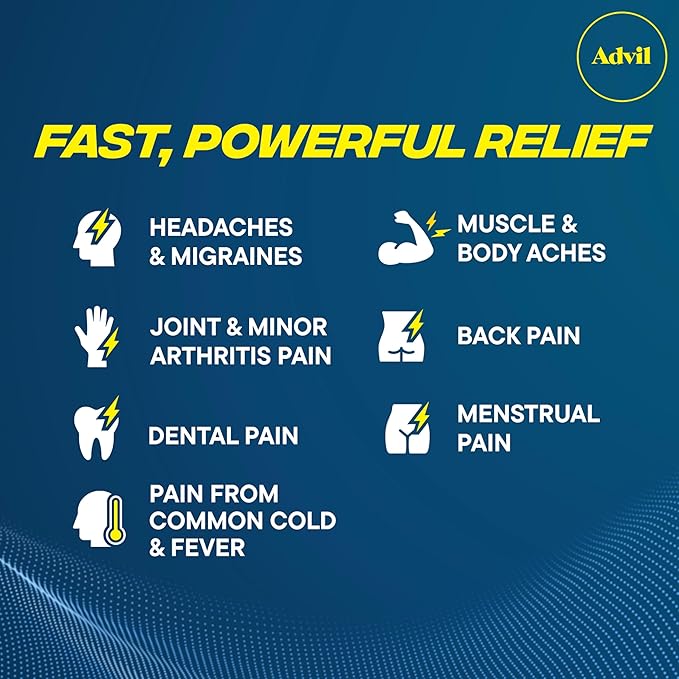 Advil Pain Reliever and Fever Reducer, Pain Relief Medicine with Ibuprofen 200mg for Headache, Backache, Menstrual Pain and Joint Pain Relief - 200 Coated Tablets