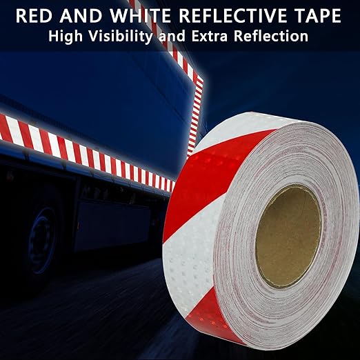 SWRT 2 Inch X 160 FT Reflective Tape Outdoor Waterproof Red & White Reflective Strong Adhesive Caution Hazard Warning Reflector Conspicuity Tape for Trailer Sign